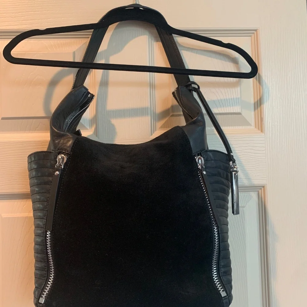 Vince Camuto Black Leather/Suede Hobo Handbag